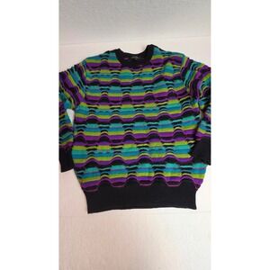 Vintage L'Studio-291 Coogi Sweater 3D Wave Textured Japanese Streetwear Multi